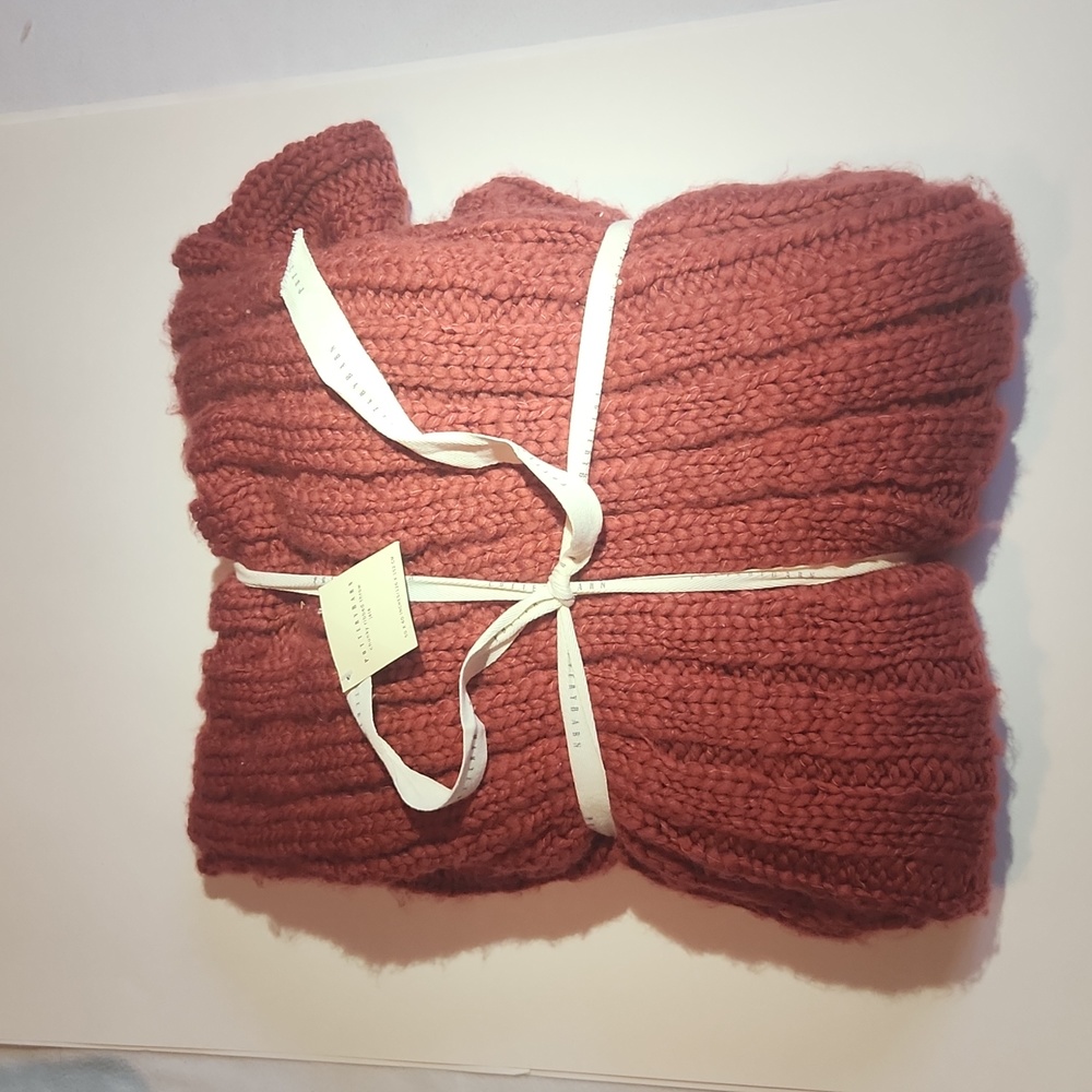 Pottery Barn Chunky Ribbed Throw Maroon Blanket 50 x 60 IN